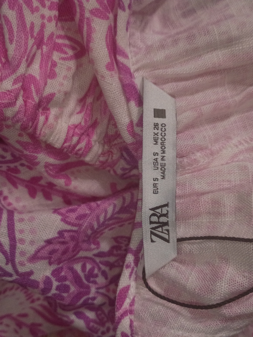 Zara Pink Patterned Tiered Tie-Neck Mini Dress - Picture 6 of 9